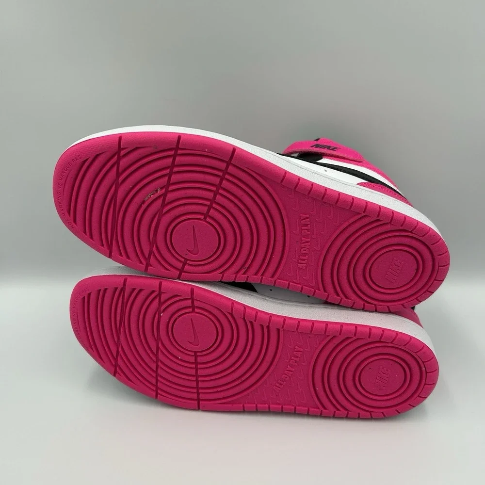 Nike Court Borough Mid‎ 2 PSV Fierce Pink Black Kids Size 2.5Y HV0935-100